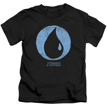 Black kid's t-shirt for ages 4 to 7 with Magic the Gathering Blue Symbol graphic