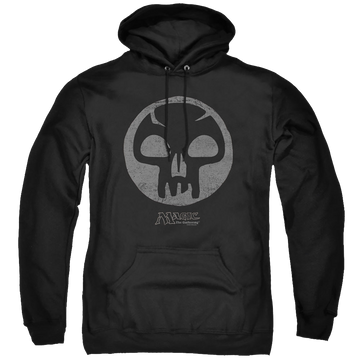 Black pullover hoodie with Magic the Gathering Black Symbol graphic