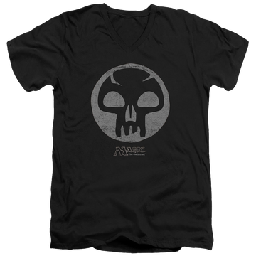 Black men's v-neck t-shirt with Magic the Gathering Black Symbol graphic