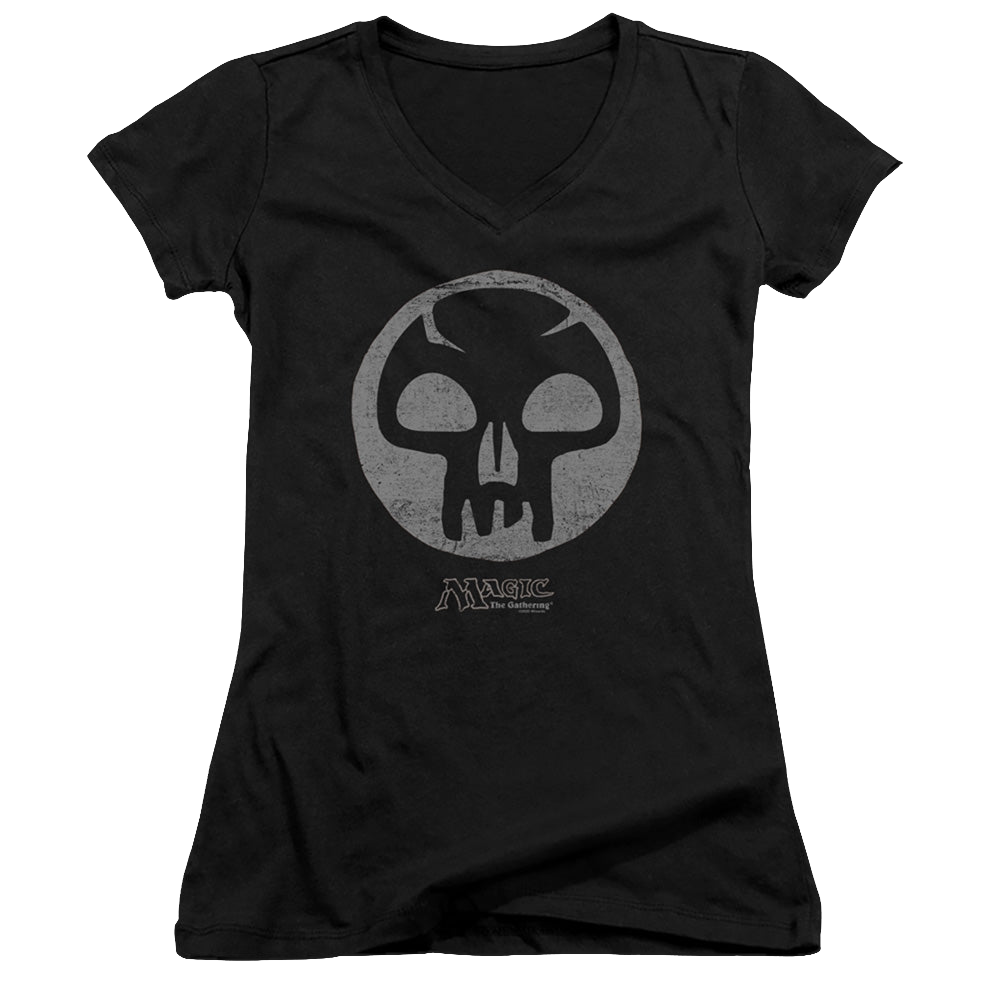 Magic the Gathering Black Symbol - Juniors V-Neck T-Shirt Juniors V-Neck T-Shirt Magic the Gathering   