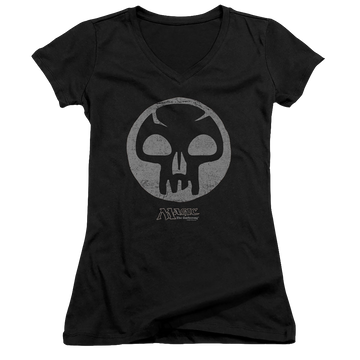 Magic the Gathering Black Symbol - Juniors V-Neck T-Shirt Juniors V-Neck T-Shirt Magic the Gathering   