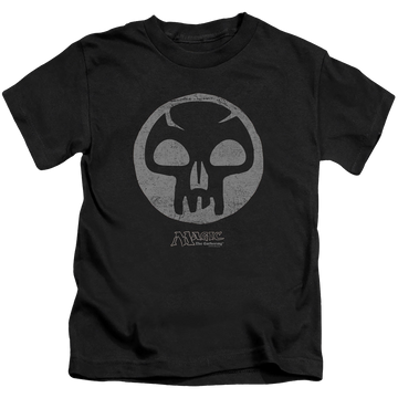 Black kid's t-shirt for ages 4 to 7 with Magic the Gathering Black Symbol graphic