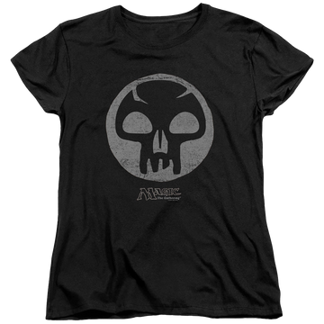 Black women's t-shirt with Magic the Gathering Black Symbol graphic