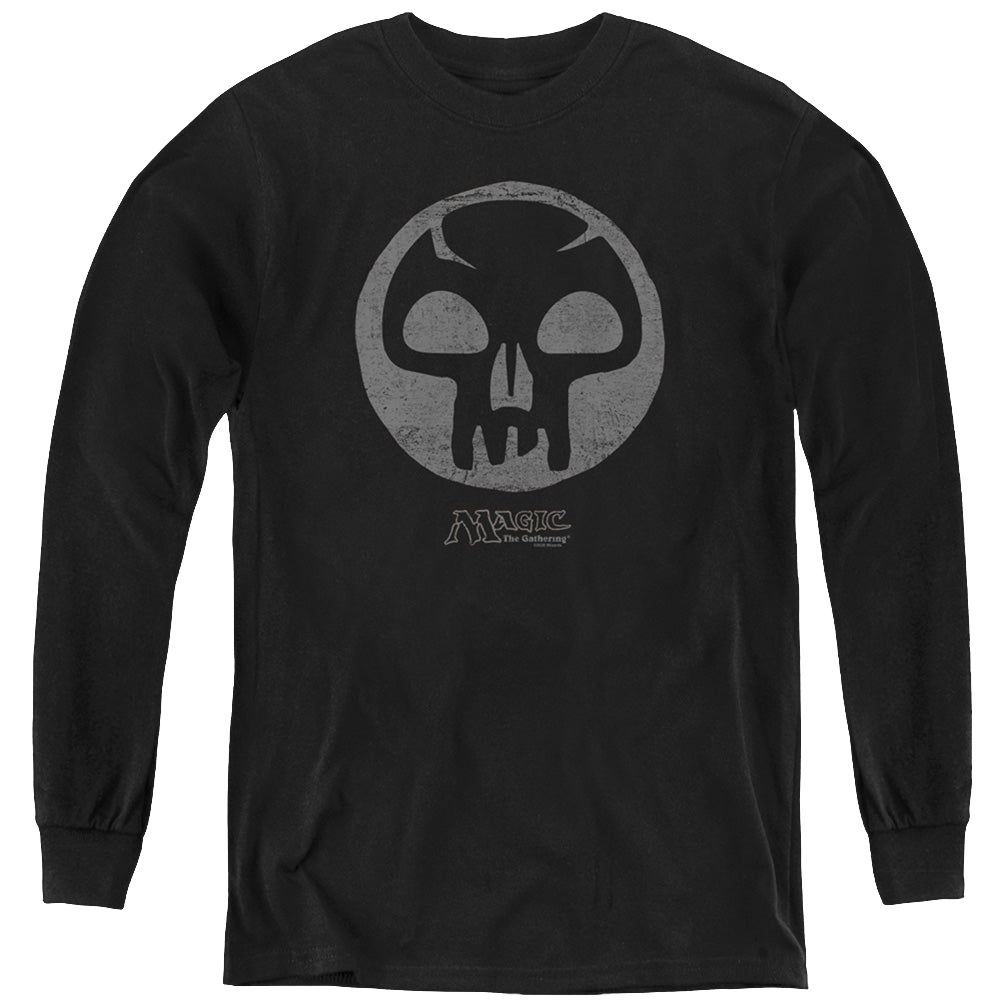 Magic the Gathering Black Symbol - Youth Long Sleeve T-Shirt Youth Long Sleeve T-Shirt Magic the Gathering   