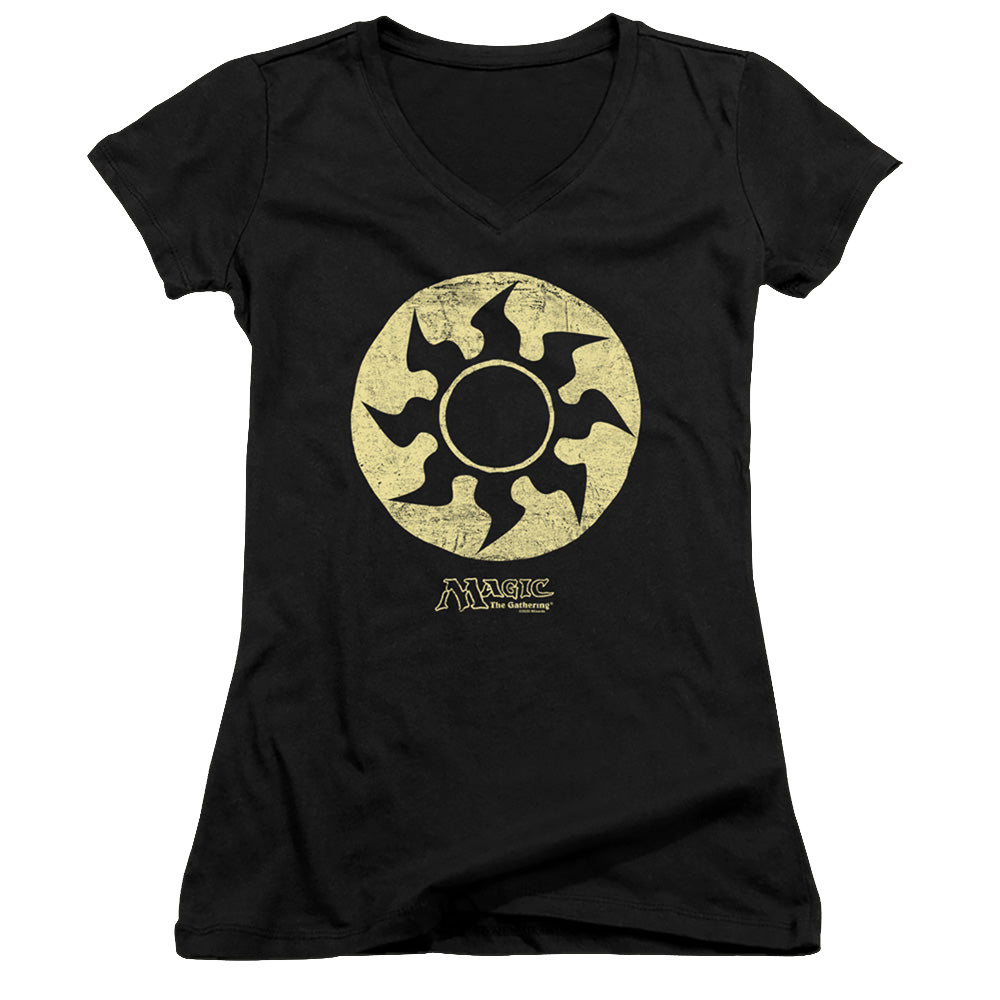 Magic the Gathering White Symbol - Juniors V-Neck T-Shirt Juniors V-Neck T-Shirt Magic the Gathering   