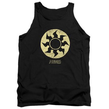 Black men's tank with Magic the Gathering White Symbol graphic