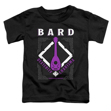 Black toddler t-shirt with Dungeons & Dragons Bard graphic