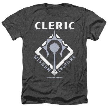Charcoal men's heather t-shirt with Dungeons & Dragons Cleric graphic
