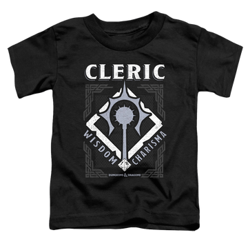 Black toddler t-shirt with Dungeons & Dragons Cleric graphic