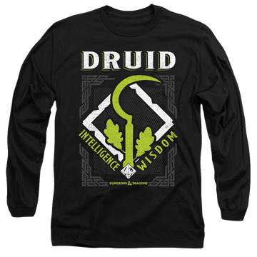 Black men's long sleeve t-shirt with Dungeons & Dragons Druid graphic