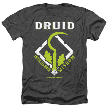 Charcoal men's heather t-shirt with Dungeons & Dragons Druid graphic