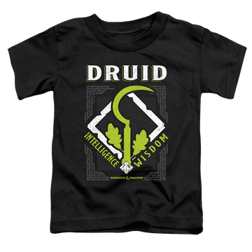 Black toddler t-shirt with Dungeons & Dragons Druid graphic