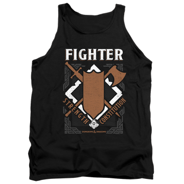Black men's tank with Dungeons & Dragons Fighter graphic