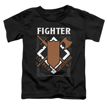 Black toddler t-shirt with Dungeons & Dragons Fighter graphic