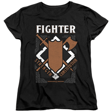Black women's t-shirt with Dungeons & Dragons Fighter graphic