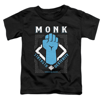 Black toddler t-shirt with Dungeons & Dragons Monk graphic