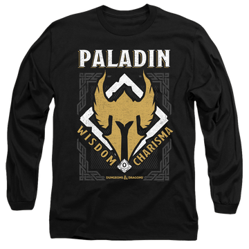 Black men's long sleeve t-shirt with Dungeons & Dragons Paladin graphic