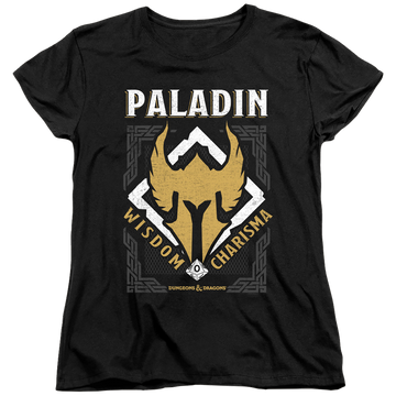 Black women's t-shirt with Dungeons & Dragons Paladin graphic