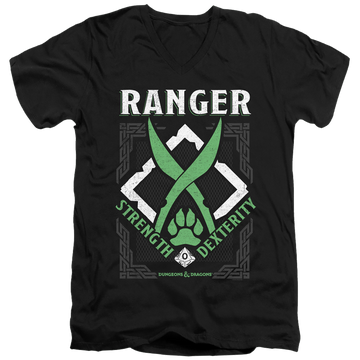 Black men's v-neck t-shirt with Dungeons & Dragons Ranger graphic