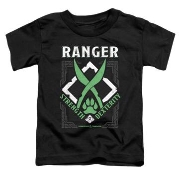 Black toddler t-shirt with Dungeons & Dragons Ranger graphic