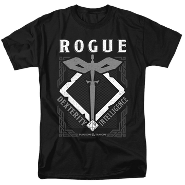 Black men's regular fit t-shirt with Dungeons & Dragons Rogue graphic