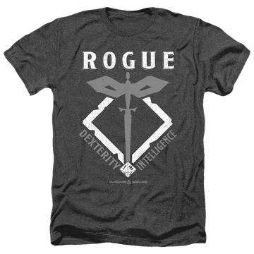 Charcoal men's heather t-shirt with Dungeons & Dragons Rogue graphic