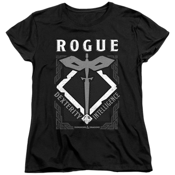 Black women's t-shirt with Dungeons & Dragons Rogue graphic