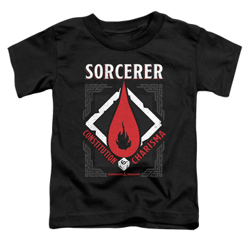 Black toddler t-shirt with Dungeons & Dragons Sorcerer graphic
