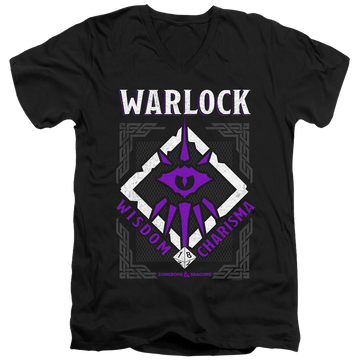 Black men's v-neck t-shirt with Dungeons & Dragons Warlock graphic