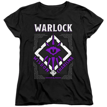 Black women's t-shirt with Dungeons & Dragons Warlock graphic
