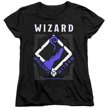 Black women's t-shirt with Dungeons & Dragons Wizard graphic