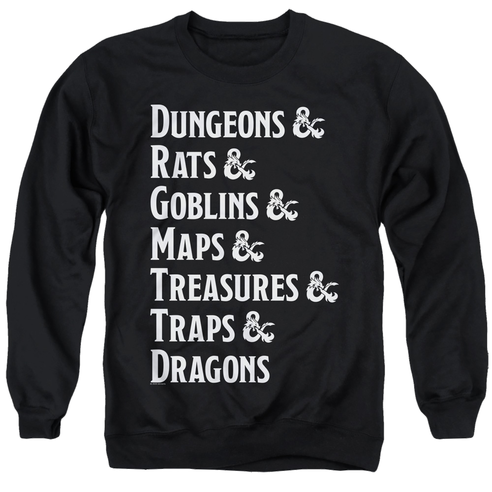 Dungeons & Dragons Dungeon List - Men's Crewneck Sweatshirt Men's Crewneck Sweatshirt Dungeons & Dragons   