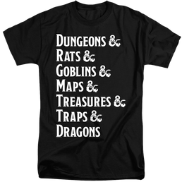 Dungeons & Dragons Dungeon List - Men's Tall Fit T-Shirt Men's Tall Fit T-Shirt Dungeons & Dragons   