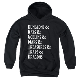 Dungeons & Dragons Dungeon List - Youth Hoodie Youth Hoodie (Ages 8-12) Dungeons & Dragons   