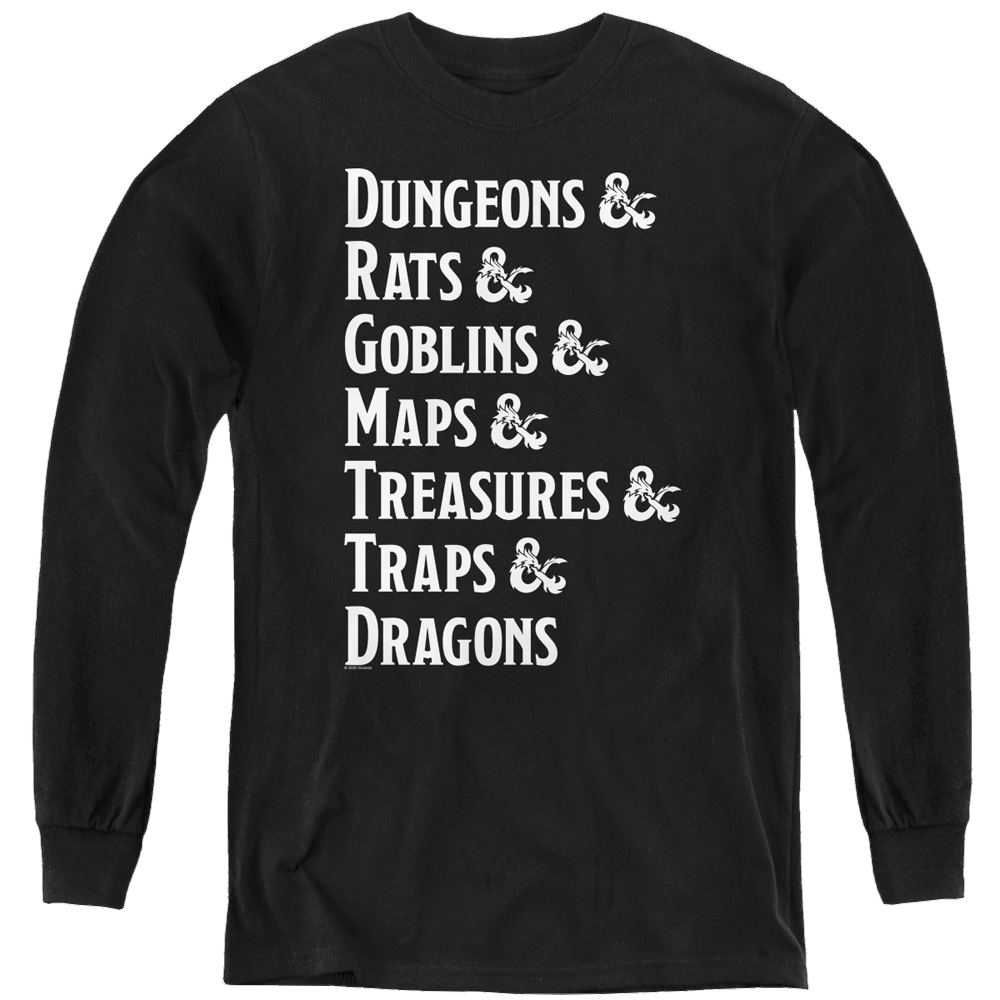 Dungeons & Dragons Dungeon List - Youth Long Sleeve T-Shirt Youth Long Sleeve T-Shirt Dungeons & Dragons   