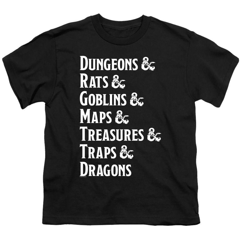 Dungeons & Dragons Dungeon List - Youth T-Shirt Youth T-Shirt (Ages 8-12) Dungeons & Dragons   