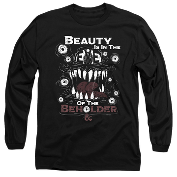 Black men's long sleeve t-shirt with Dungeons & Dragons Eye Of The Beholder graphic
