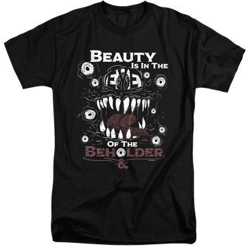 Black men's tall fit t-shirt with Dungeons & Dragons Eye Of The Beholder graphic