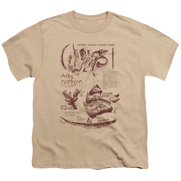 Sand youth t-shirt for ages 8 to 12 with Dungeons & Dragons Rush Monster Anatomy Chart graphic