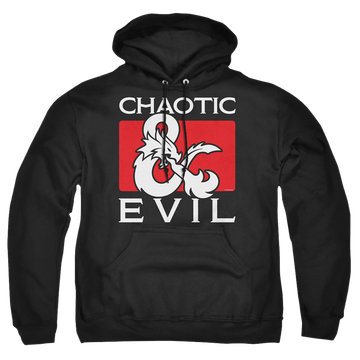 Black pullover hoodie with Dungeons & Dragons Chaotic Evil graphic