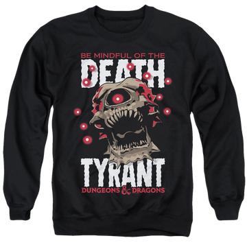 Black men's crewneck sweatshirt with Dungeons & Dragons Death Tyrant graphic
