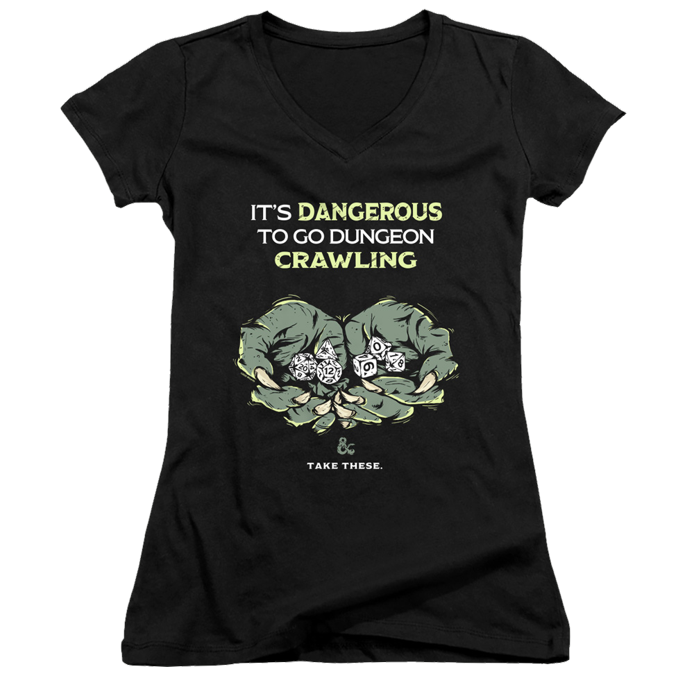 Dungeons & Dragons Dangerous To Go Alone - Juniors V-Neck T-Shirt Juniors V-Neck T-Shirt Dungeons & Dragons   
