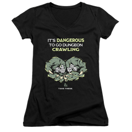 Dungeons & Dragons Dangerous To Go Alone - Juniors V-Neck T-Shirt Juniors V-Neck T-Shirt Dungeons & Dragons   