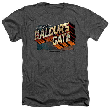 Charcoal men's heather t-shirt with Dungeons & Dragons Baldurs Gate graphic