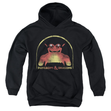 Black youth hoodie for ages 8 to 12 with Dungeons & Dragons Old School graphic