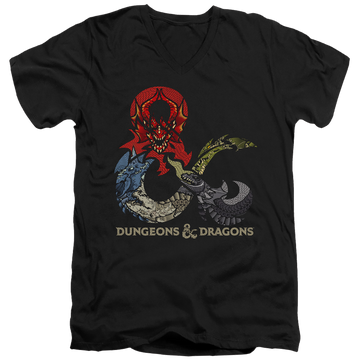 Black men's v-neck t-shirt with Dungeons & Dragons Dragons In Dragons graphic