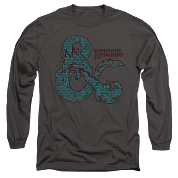 Charcoal men's long sleeve t-shirt with Dungeons & Dragons Ampersand Classes graphic