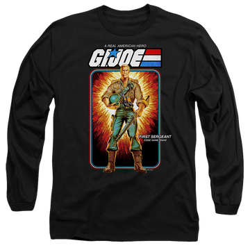 Black men's long sleeve t-shirt with G.I. Joe Duke Card graphic