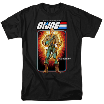 Black men's regular fit t-shirt with G.I. Joe Duke Card graphic