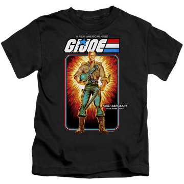 Black kid's t-shirt for ages 4 to 7 with G.I. Joe Duke Card graphic